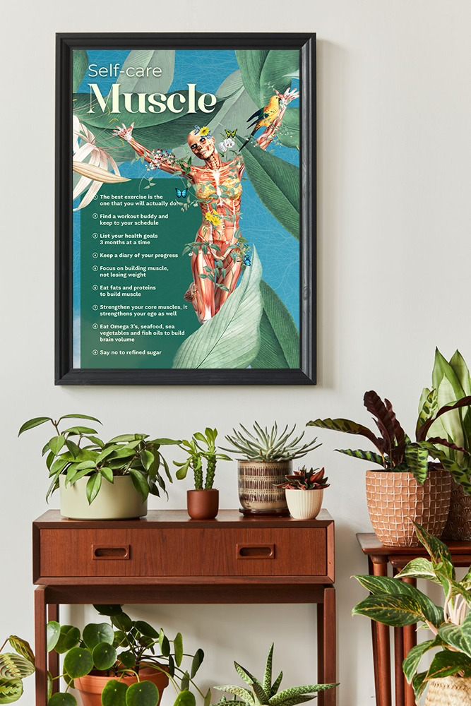 Self Care Muscle Poster on Wall